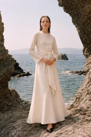 BELTED LINEN DRESS