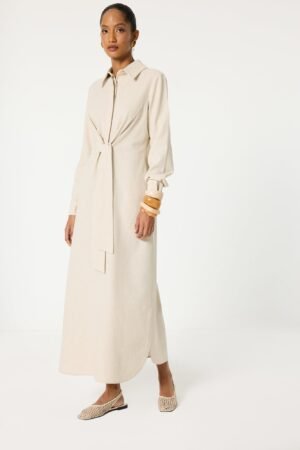 BELTED SHIRT COLLAR DRESS