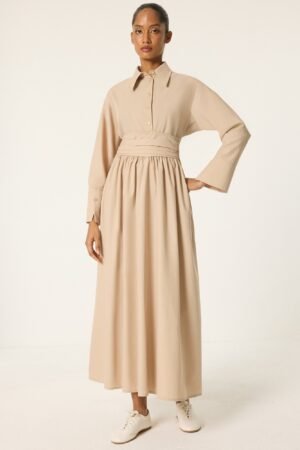 CORSET WAIST SHIRT COLLAR DRESS